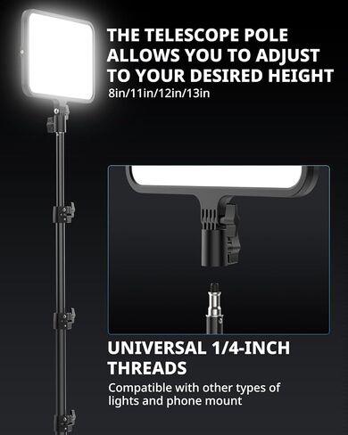 Ubeesize LED Video Light Kit ، إضاءة التصوير الفوتوغرافي ، 13 "أضواء استوديو مع 65" حامل ثلاثي القوائم وأصحاب الهواتف ، إضاءة البودكاست لتسجيل الفيديو ، المكياج ، البث المباشر ، Tiktok ، YouTube in Saudi Arabia