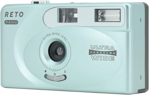 RETO PANO 35mm Film Camera - 22mm Wide Lens, Panorama, Easy Switch, Cinematic Modes, Lens Cover, Built-in Flash, Reusable (Film & AAA Battery are not Included) (Sheer White) in Saudi Arabia