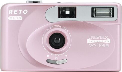 RETO PANO 35mm Film Camera - 22mm Wide Lens, Panorama, Easy Switch, Cinematic Modes, Lens Cover, Built-in Flash, Reusable (Film & AAA Battery are not Included) (Sheer White) in Saudi Arabia