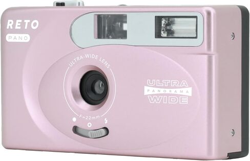 RETO PANO 35mm Film Camera - 22mm Wide Lens, Panorama, Easy Switch, Cinematic Modes, Lens Cover, Built-in Flash, Reusable (Film & AAA Battery are not Included) (Sheer White) in Saudi Arabia