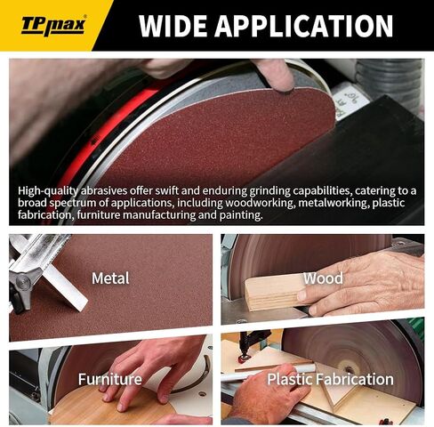 TPmax 18 PCS 12 Inch NO-Hole PSA Aluminum Oxide Sanding Disc, Self Stick(3 Each of 60 100 150 180 240 400 Grit) Brown in Kuwait