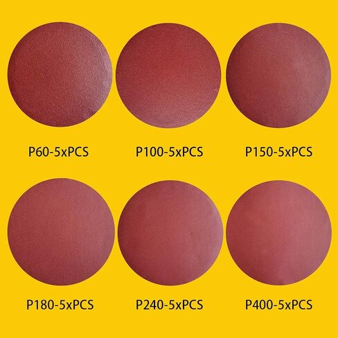 TPmax 18 PCS 12 Inch NO-Hole PSA Aluminum Oxide Sanding Disc, Self Stick(3 Each of 60 100 150 180 240 400 Grit) Brown in Kuwait