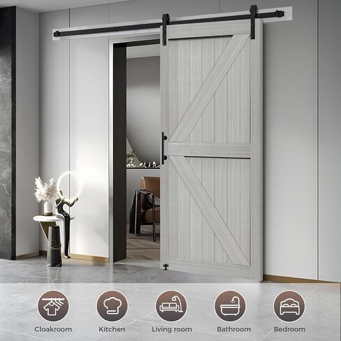 S & Z Tophand® 28in × 84in MDF باب حظيرة رمادي فاتح ، 21-60 بوصة لوح الحظ in Kuwait