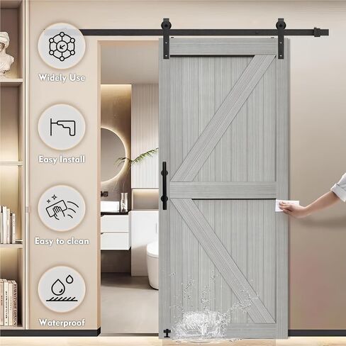 S & Z Tophand® 28in × 84in MDF باب حظيرة رمادي فاتح ، 21-60 بوصة لوح الحظ in Kuwait