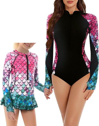 YOLIPULI Women and Girls Matching Swimsuit: Long Sleeve One Piece Rash Guard Bathing Suit UPF 50+ (Please Order Separately) in Saudi Arabia