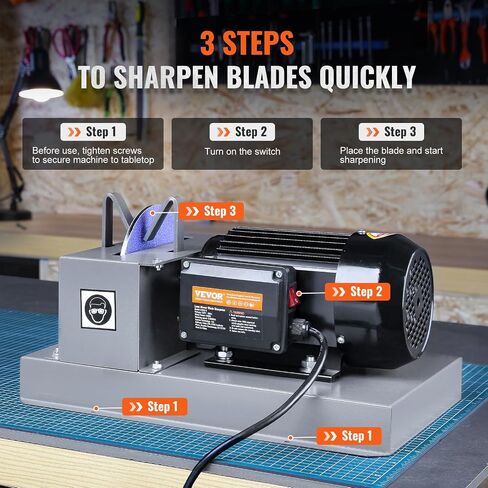 VEVOR Lawnmower Blade Grinder, 2/3 HP 1700 RPM Motor with 7'' Diameter Standard & Reverse Wheel, 30 & 40 Grinding Degree Steel Mower Sharper for Blades & Tool Grinding in Garden or Workshop in Saudi Arabia