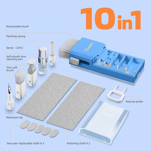 منظف ​​لوحة المفاتيح لتنظيف لوحة المفاتيح ، كل ذلك في شاشة كمبيوتر واحدة ونظافة الكمبيوتر المحمول ، مجموعة تنظيف الكمبيوتر المحمول الإلكترونية المحمولة المضغوطة مع فرشاة ناعمة ورذاذ لخطوط الدفاع عن طراز Macbook iPad iPhone ، الأسود in Kuwait