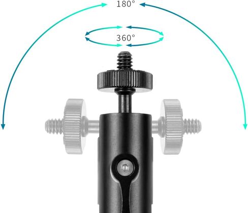 Magic Arm Mount Bracket Adapter Tripod Holder 1/4 Inch Screw with Dual Ball Head for Hero 13 and Hero All Series Sport Action Camera (Red,knob L83mm) in Kuwait