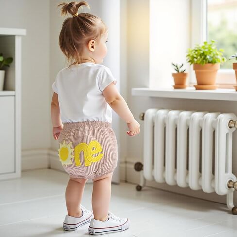 Baby Bloomers Diaper Covers for Boys Girls Funny ONE Embroidery Bloomers Unisex Baby Cake Smash Photo Shoot Shorts in Kuwait