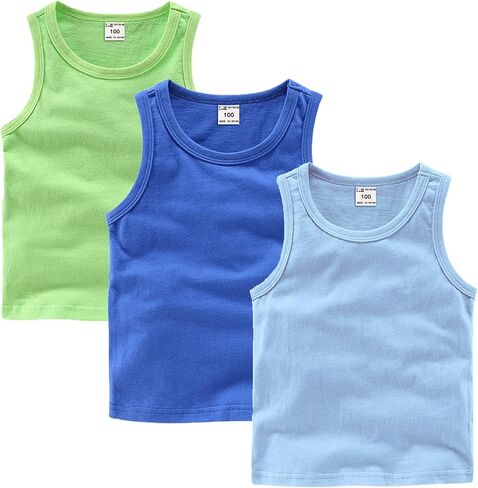 Eishow 3 Pack Stest Set ، Usisex Kids Baby Boys Girls Basic Tank Tops Thirts Cotton Lundershirts Summer Summer Sest in Kuwait