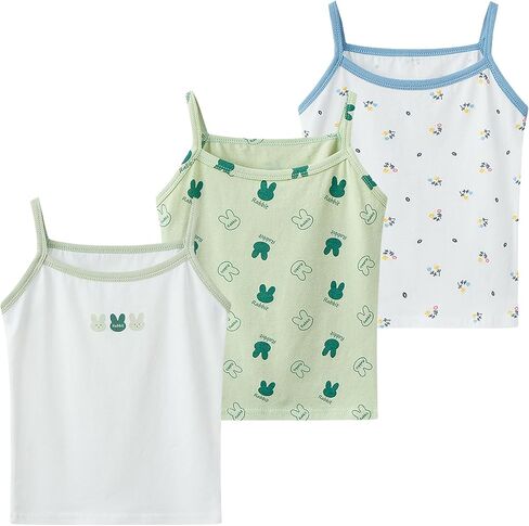 SEAUR Toddler Girls Cotton Tank Top Cute Spaghetti Strap Sleeveless 3 Pack Casual Basic Cami Tops for 12M-12T in Kuwait