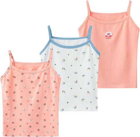 SEAUR Toddler Girls Cotton Tank Top Cute Spaghetti Strap Sleeveless 3 Pack Casual Basic Cami Tops for 12M-12T in Kuwait