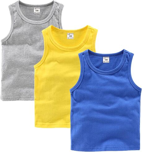 Eishow 3 Pack Stest Set ، Usisex Kids Baby Boys Girls Basic Tank Tops Thirts Cotton Lundershirts Summer Summer Sest in Kuwait
