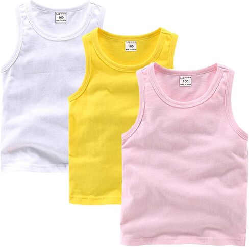 Eishow 3 Pack Stest Set ، Usisex Kids Baby Boys Girls Basic Tank Tops Thirts Cotton Lundershirts Summer Summer Sest in Kuwait