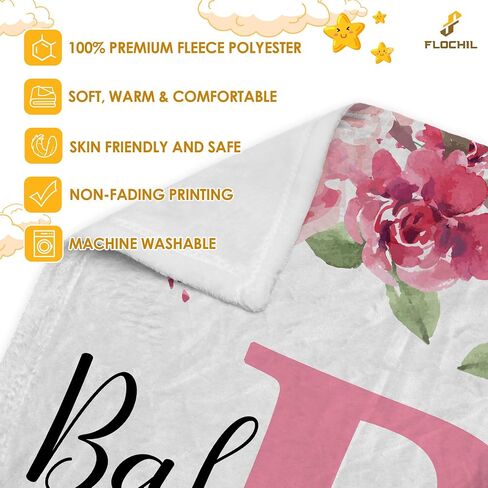 FLOCHIL Personalized Baby Blankets, Custom Baby Blanket - Baby Blanket with Name for Girls, Best Gift for Baby, Newborn Floral Plush Fleece (30x40) in Saudi Arabia