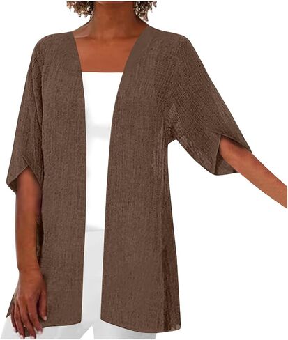 Summer Cardigans for Women Plus Size Casual Short Sleeve Open Front Dressy Gauze Cover Up Work Office Wear in Saudi Arabia