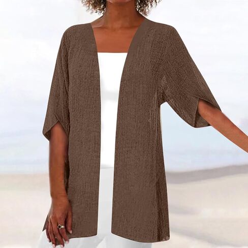 Summer Cardigans for Women Plus Size Casual Short Sleeve Open Front Dressy Gauze Cover Up Work Office Wear in Saudi Arabia