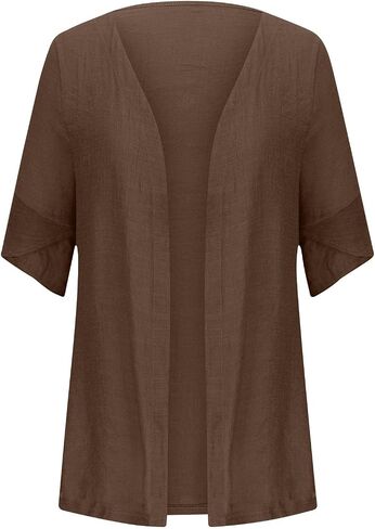 Summer Cardigans for Women Plus Size Casual Short Sleeve Open Front Dressy Gauze Cover Up Work Office Wear in Saudi Arabia