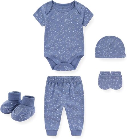 Baby Boys Girls 17 قطعة Cotton Layette مجموعة ملابس وملحقات للجنسين وملحقات الأطفال حديثي الولادة من 0 إلى 3 أشهر in Kuwait