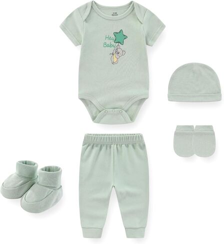 Baby Boys Girls 17 قطعة Cotton Layette مجموعة ملابس وملحقات للجنسين وملحقات الأطفال حديثي الولادة من 0 إلى 3 أشهر in Kuwait