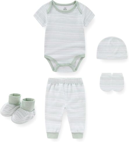 Baby Boys Girls 17 قطعة Cotton Layette مجموعة ملابس وملحقات للجنسين وملحقات الأطفال حديثي الولادة من 0 إلى 3 أشهر in Kuwait