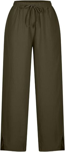 Cotton Linen Pants for Women 2025 Summer Gauze Drawstring High Waisted Wide Leg Trousers Beach Vacation Clothes in Saudi Arabia