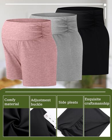 3 Pack Women's Maternity Shorts Comfy Stretchy Pregnancy Shorts Lounge Pajama Workout Summer Maternity Clothes in Saudi Arabia