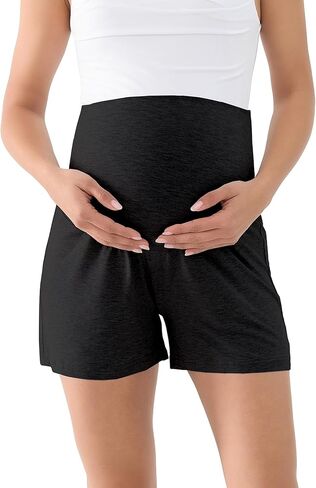 Maternity Shorts for Women Over The Belly Soft Comfy Stretchy Summer Lounge Pajama Pregnancy Shorts in Kuwait