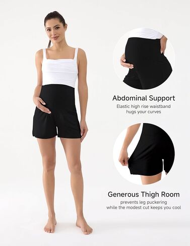 Maternity Shorts for Women Over The Belly Soft Comfy Stretchy Summer Lounge Pajama Pregnancy Shorts in Kuwait