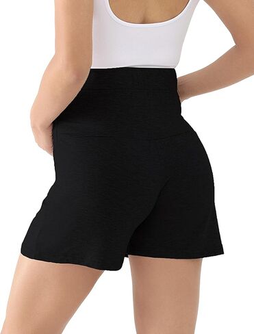 Maternity Shorts for Women Over The Belly Soft Comfy Stretchy Summer Lounge Pajama Pregnancy Shorts in Kuwait