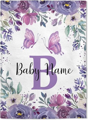 FLOCHIL Personalized Baby Blankets, Custom Baby Blanket - Baby Blanket with Name for Girls, Best Gift for Baby, Newborn Floral Plush Fleece (30x40) in Saudi Arabia