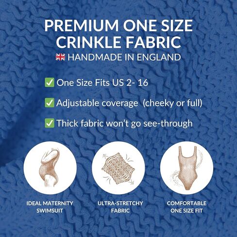 Maris & Sol Women’s Crinkle One Piece Swimsuit-Fuxe Stretch Fabric ، بحجم واحد الولايات المتحدة 2-16-صديقة للأمومة ، مصنوعة في المملكة المتحدة in Saudi Arabia