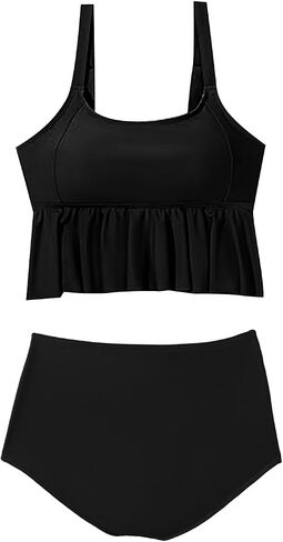 Womens Tankini Set Tropical Hawaii High Waisted Bikini Bathing Suits 2 Piece Swim Tank Top with Boy Shorts Swimsuits in Saudi Arabia