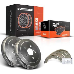 A-Premium Rear Brake Drums and Shoes Set Compatible with Toyota Corolla 2003-2008 Celica 2000-2005 Prius 2004-2008 6-PC Set
