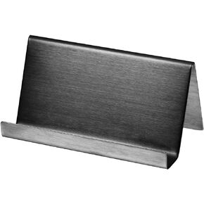 PATIKIL Business Card Holder, Brushed 304 Stainless Steel Desktop Name Cards Display Stand for Office Desk, Black