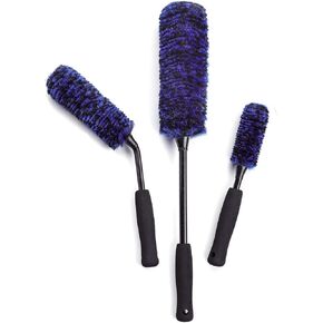 مجموعة فرش عجلات السيارة مكونة من 3 قطع - تتضمن فرشاة حافة العجلة بزاوية (3 فرش) (أزرق) in Kuwait