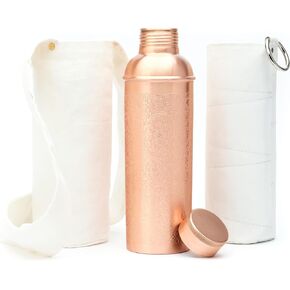Designer Copper Water Bottle of 34 Oz/1000 ml with Carrying Canvas Bag & Sleeve| 100% Pure Copper Bottle for Drinking Water | Leak-Proof | Authentic Ayurvedic Copper Water Bottle