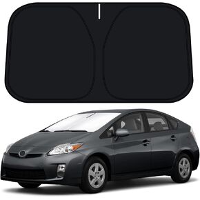 مظلة شمس للزجاج الأمامي من D-Lumina لملحقات Toyo-ta Prius Hatchback لعام 2010-2015 (ليست لسيارة Prius C/Prius V)، مظلة واقية من الشمس للنافذة الأمامية كتلة من الأشعة فوق البنفسجية والحرارة، قابلة للطي بطبقتين مادة 210T