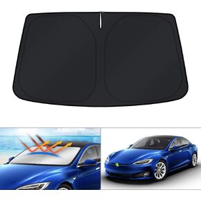 KUST Windshield Sun Shade for 2012-2024 Tesla Model S Accessories (Fit Long Range/LR Model) Sunshade Window Shade Foldable Blocks UV Rays Keep Your Car Cooler