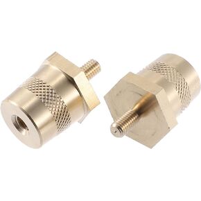 X AUTOHAUX 1 Pair M5 to M6 Battery Terminal Connector Brass Tone Post Adapter Stud Extender Screws Nuts