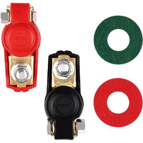 2PCS Pure Copper Battery Terminal Connectors+2PCS Battery Terminal Fiber Washers-Auto Quick Release Replacement Battery Terminal Assortment Kit,Fit for Car Van Caravan Truck Battery