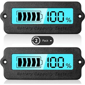 Weewooday Battery Meter Blue Back-Light Capacity Monitor DC 8-63V Digital Battery Indicator DC 12V 24V 36V 48V -Acid and Lithium-ion Battery Indicator (2)