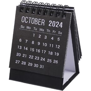 NUOBESTY Mini Desk Calendar 2024-2025 Monthly Desktop Calendar Standing Flip Calendar Academic Year Standing Desk Calendar Daily Planner Calendar for Home Office Desk Black in Saudi Arabia
