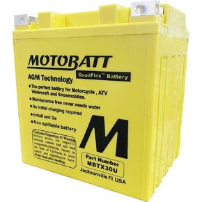 MotoBatt MBTX30U (12V 32 Amp) 380CCA Factory Activated Maintenance Free QuadFlex AGM Battery