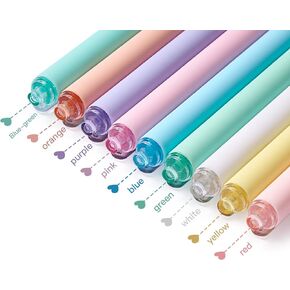 Colored Gel Ink Pens,9 Colors Pastel Retractable Pretty Journaling Pens, Medium Point 0.7 mm Gift Pens,Cute Highlighters School Supplies Aesthetic Pens