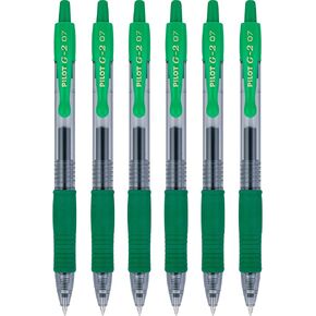 Pilot G2 Premium Retractable Gel-Ink Pens, Fine Point, 0.7mm, Green, 6-Count