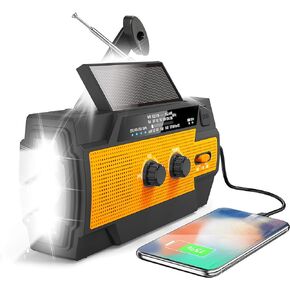 راديو الطقس في حالات الطوارئ، راديو يعمل بالطاقة الشمسية، مصباح يدوي للتخييم والمشي لمسافات طويلة باللون البرتقالي in Kuwait