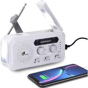 Weather Radio Emergency Solar Crank Radio with Flashlight and Reading Lamp,AM/FM/NOAA Protable Radio for Home and Outdoor,5000mAh Power Bank SOS Alarm Emergency Supplies Preparedness