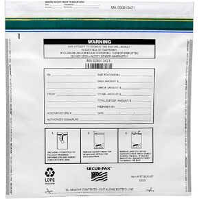 Deposit Bags - Pack of 100 - Bill Capacity, 8,000 - Premium, Level 4 Security Tamper Evident, White Security Bags - Self Sealing, Opaque 2.5 Mil Plastic - 20" x 20" - SECUR-PAK