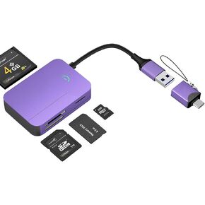 Memory Card Reader, USB-C & USB 3.0 to SD MS CF Card Reader Adapter, Supports SD/SDHC/MMC/Micro SDXC/MS/MS Pro/CF, Compatible with iPhone 15, MacBook Pro/Air 2023, iPad Pro, S23…